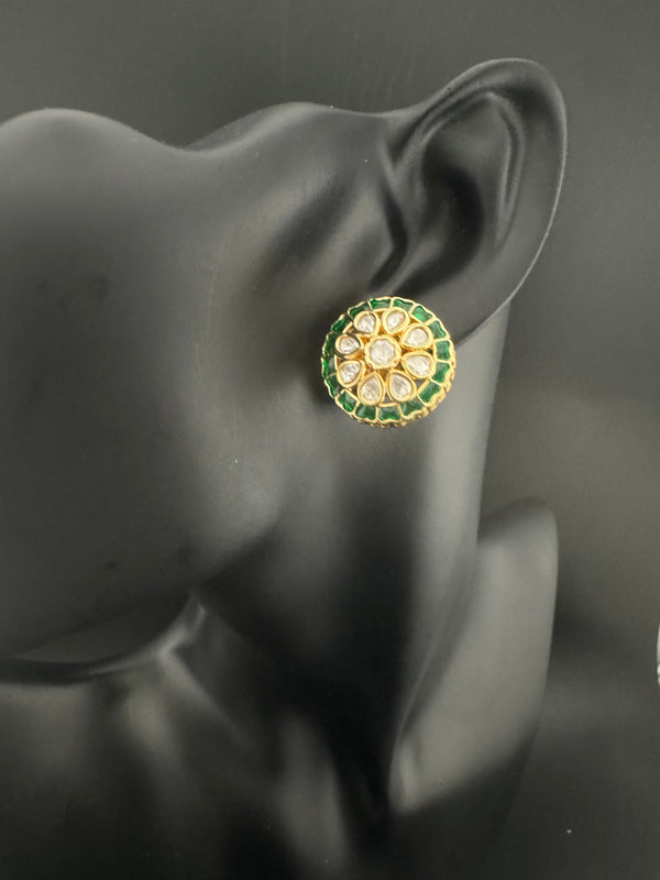 Kundan, Pachi kundan, cubic Zirconia, stones Stud Earrings, Tyaani Inspired Indian Jewelry