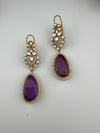 Kundan, CZ, Gold, Doublet Stone Chandelier Long Earrings, Bridal, Moissanite, CZ, Designer jewelry