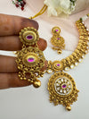 Rajwadi kundan, pearls Gold necklace set, Indian Bridal Jewelry set
