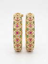 Pearls, Pachi Kundan, Openable Bracelet Bangle set of 2, Gold Polish