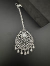 Silver Cubic Zirconia/Diamond Tikka, Indian Maang Tikka, Headpiece, Bridal jewelry