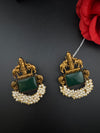 Amrapali inspired Matt Gold, Stone, pearls, Chandbali Earrings, designer jewelry