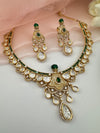 Kundan, Moissanite, MOP, CZ Flexible Gold necklace set, Indian Bridal Jewelry