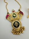 Amarapali inspired, pachi kundan, stones unique Birds Long Pendant Necklace Set, Brass Jewelry