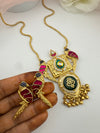 Amarapali inspired, pachi kundan, stones unique Birds Long Pendant Necklace Set, Brass Jewelry