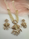 Kundan, Moissanite, MOP, CZ, Pearls Long Gold Choker necklace set, Indian Rani haar