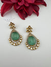 Kundan, CZ, Gold, Doublet Stone Chandelier Long Drop Earrings, Moissanite, CZ, Designer jewelry