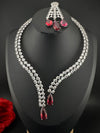 Crystals and CZ Diamond Statement front openable Hasli Necklace Set, Silver Plated Collar set