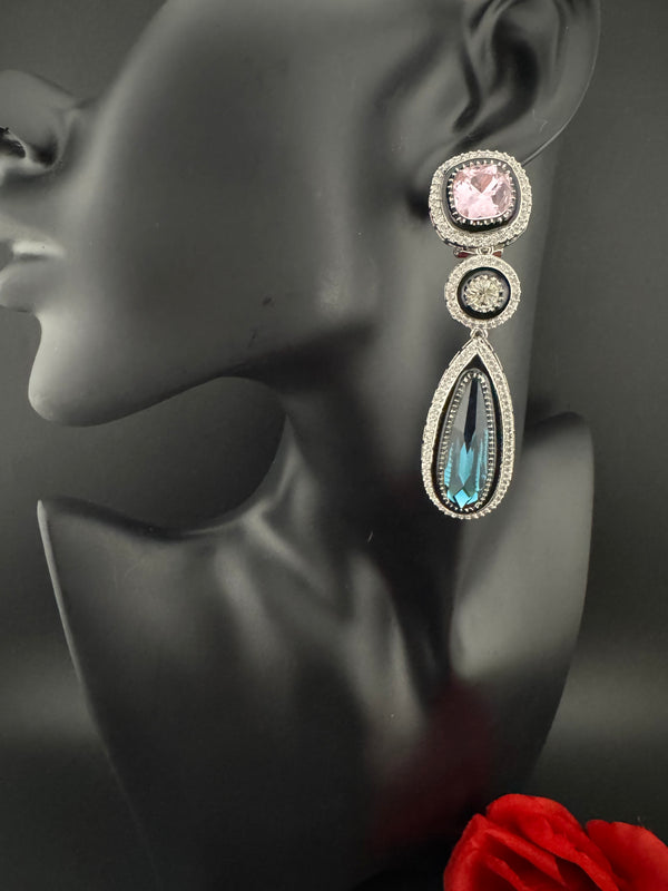 Premium cubic zirconia Crystal Long Drop Swarovski inspired designer Dangle Earrings/Indian earring/Bridal, Bridesmaid Gift
