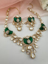 Kundan, Moissanite, MOP, CZ Flexible Gold necklace set, Indian Bridal Jewelry