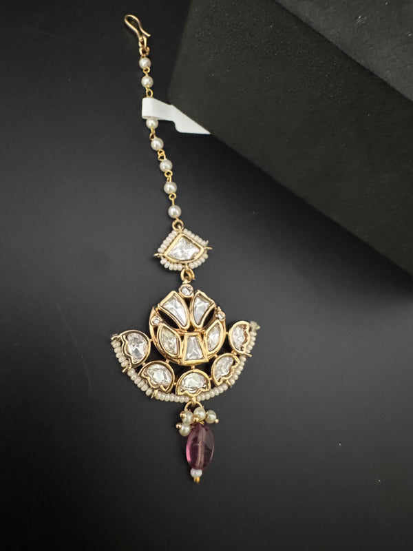 Pearls, Kundan Tikka, Indian Maang Tikka, Headpiece, Bridal jewelry