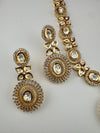 Cubic Zirconia, Kundan, Long Gold Necklace Set, Indian Bridal Rani Haar