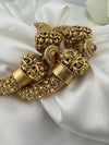 Amrapali inspired Designer Openable bangles in Matt Gold and ruby stones set of 2