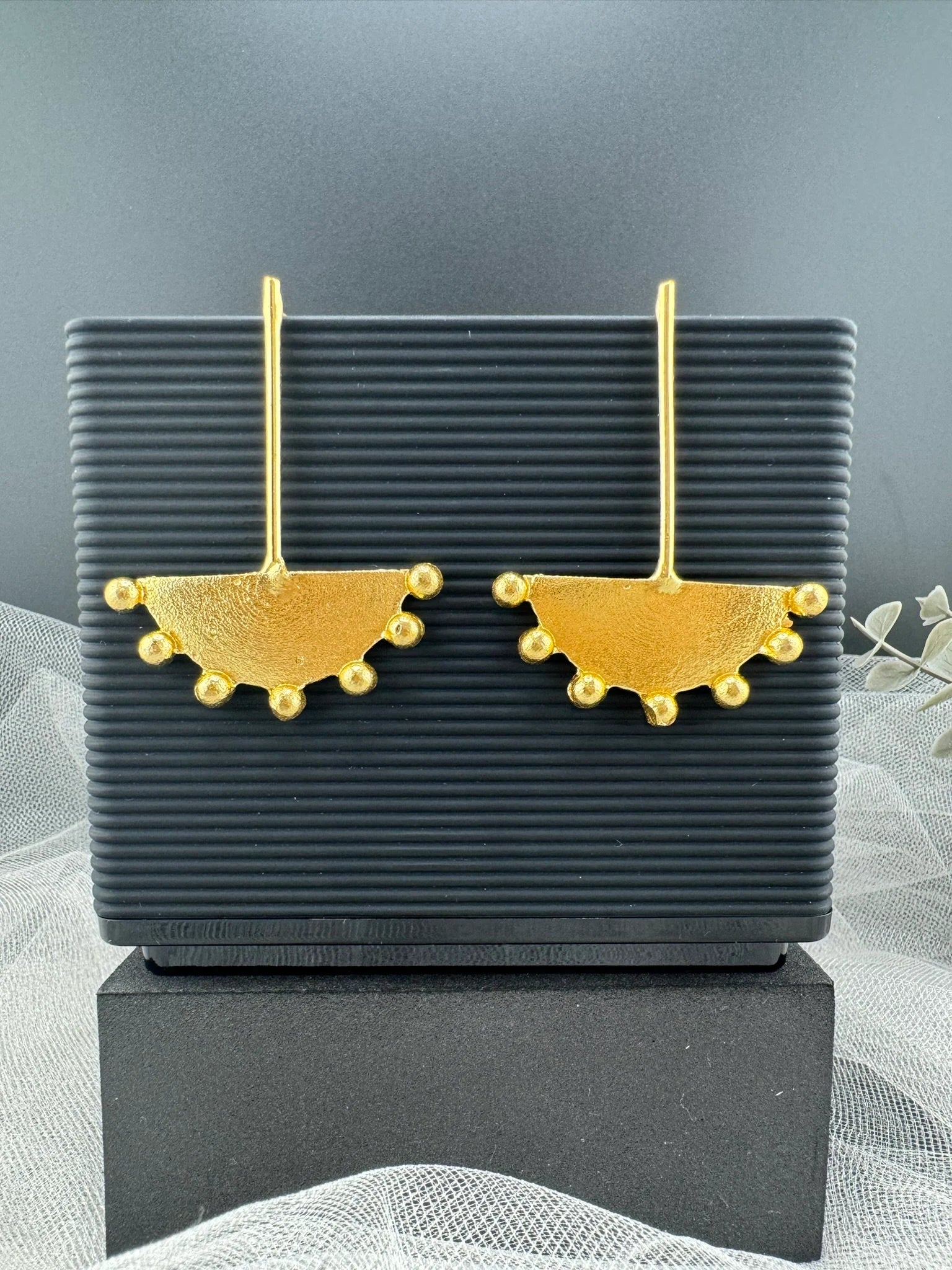 Matt Gold Statement Long earrings in unique sleek design