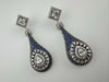 Blue Premium Nano Setting Cubic Zirconia Long Drop earrings with Clear crystal stones