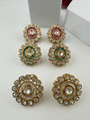 Tyaani Inspired Designer Premium uncut Kundan and CZ in channel setting Big stud earrings