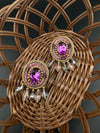 Beaded Crystal Purple Oval Big Studs Quirky earring/Handmade earrings