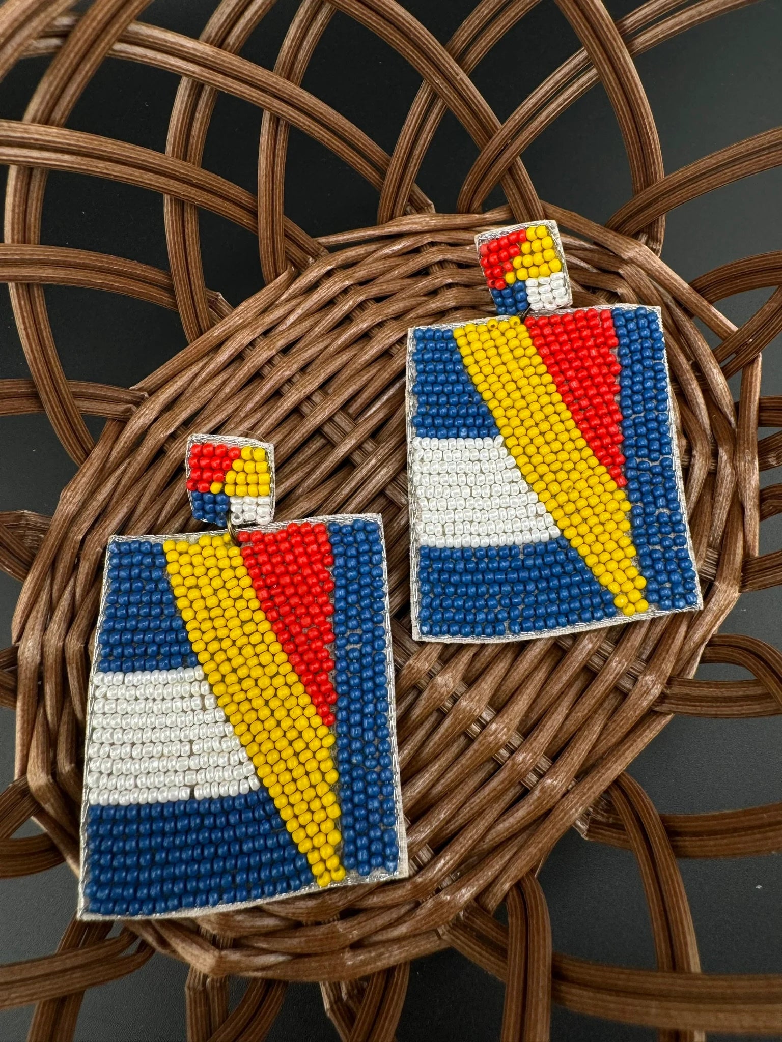 Multicolor Square Dangle Quirky Beaded earrings