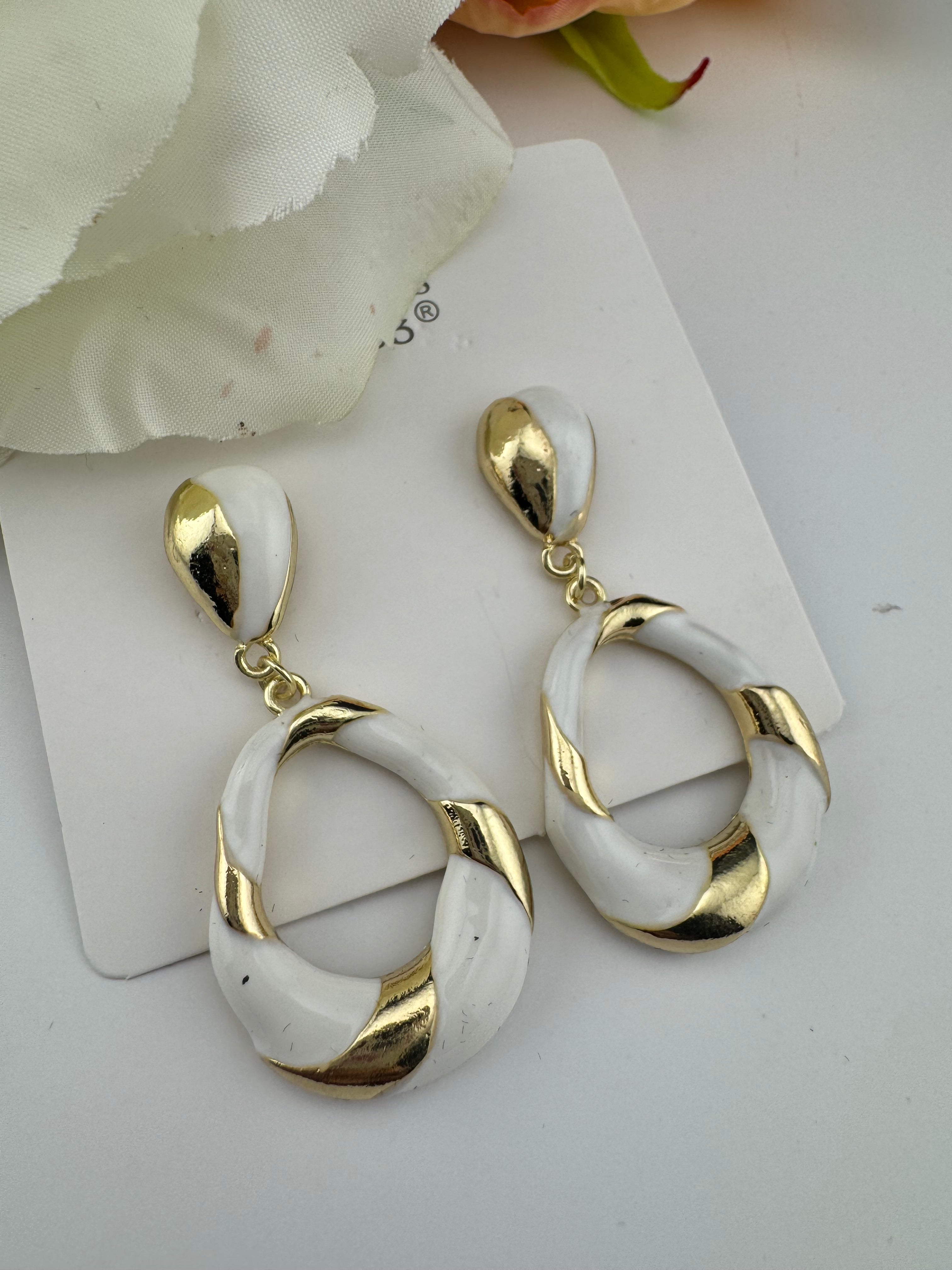 High Quality Premium Enamel and gold Designer Drop Earrings
