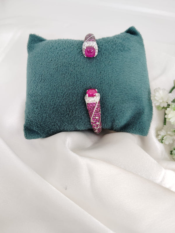 Designer Cuff bracelet with American Diamonds nano setting, crystal stones, Fits size upto 2.6"