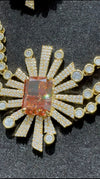 Swarovski Crystals and CZ Diamond star burst Necklace Set, Gold Plated set
