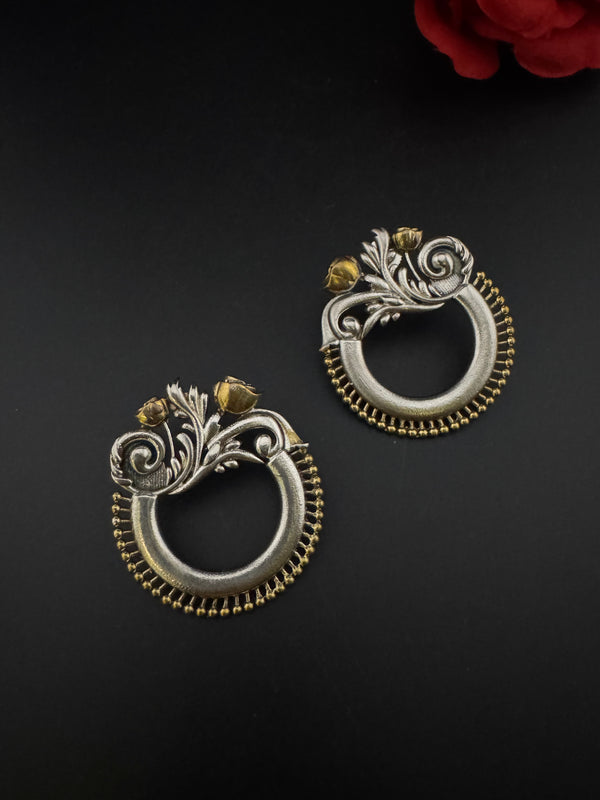 Oxidized Oversized Stud Earrings, Boho Ethnic Jewelry, designer jewelry