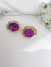 Gold Polish Doublet Stone Stud Earrings, Cubic Zirconia, AD, CZ, Indian Jewelry