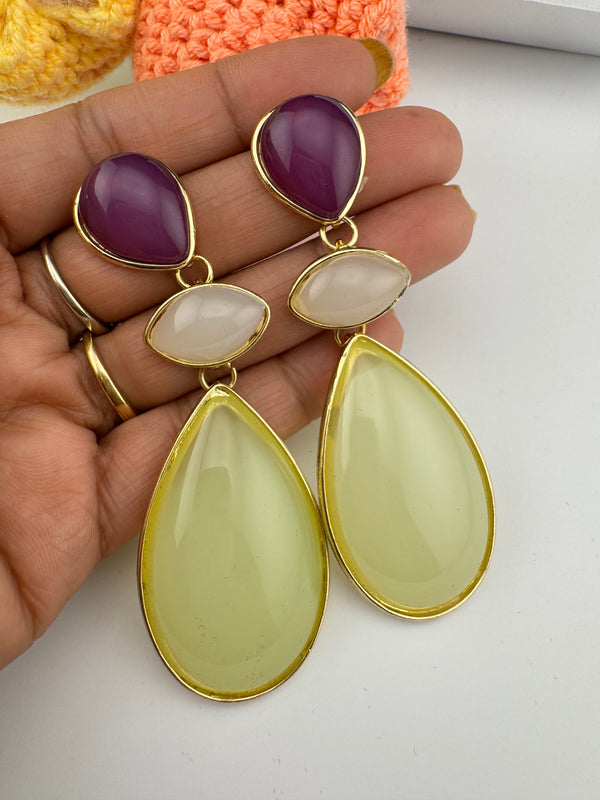 Premium High Quality long drop earrings, lightweight Brass and Acrylic material Earrings for party wear/Bridesmaid gift