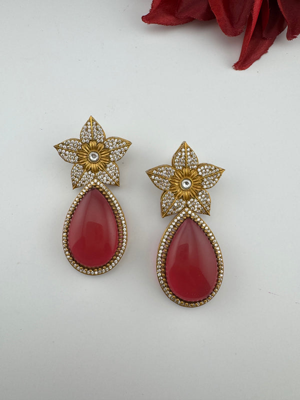 CZ and Gold, Doublet Stone Chandelier Drop Earrings, Bridal, Designer jewelry