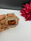 Turkish Jewelry, Crystal, CZ, Stones Oversized Cuff Bracelet Bangle, Gold Polish (Fits 2.6" Diameter)