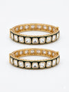 Enamel, Moissanite Kundan, Openable Bracelet Bangle set of 2, Gold Polish