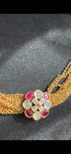 Kundan, Moissanite, multi Gold chain choker necklace set, Indian Bridal Jewelry