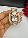 Moissanite Kundan, MOP, CZ Adjustable Bracelet Bangle, Gold Polish Designer Bangle