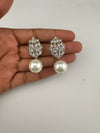 Cubic Zirconia, Diamond, pearls, Gold color Dangle Drop earrings, Indian Jewelry