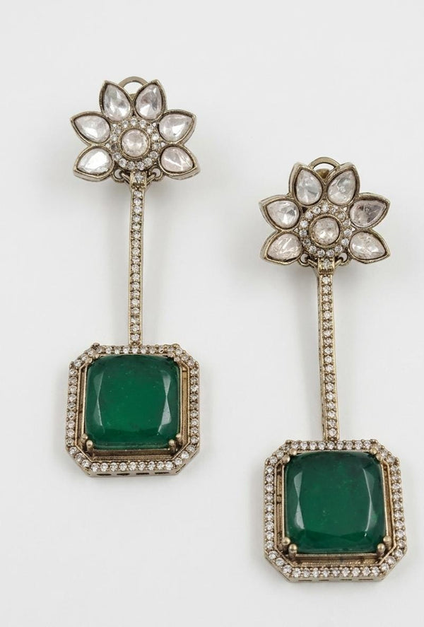 Amrapali inspired, Doublet stone uncut kundan and CZ chandbali Drop earrings, Indian Jewelry