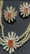Swarovski Crystals and CZ Diamond star burst Necklace Set, Gold Plated set