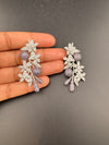 Cubic Zirconia, Diamond nano setting, flower, Victorian Dangle earrings, Indian Jewelry