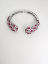 Openable Designer Cuff Bracelet with CZ Stones, Brass Bangle Fits 2.6"