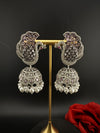 Premium Cubic Zirconia Peacock jhumka earrings is designer Inspired, Statement Long earring, Bridal, Party, Wedding jewelry, chic, Indian