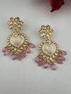 Enamel and Gold Kundan Chandelier Long Earrings, High shine Bridal Moissanite CZ, Designer Earrings
