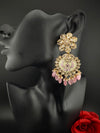 Enamel and Gold Kundan Chandelier Long Earrings, High shine Bridal Moissanite CZ, Designer Earrings