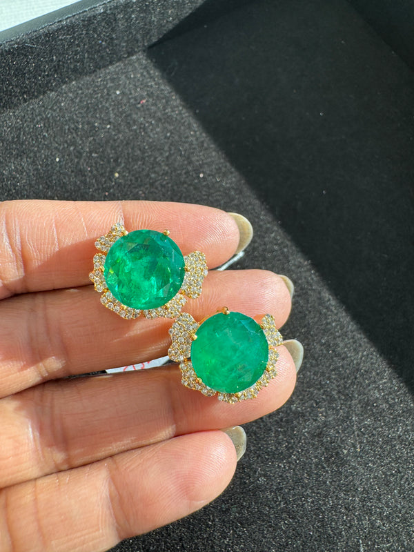 Gold Polish Doublet Stone Stud Earrings, Cubic Zirconia, AD, CZ, Indian Jewelry