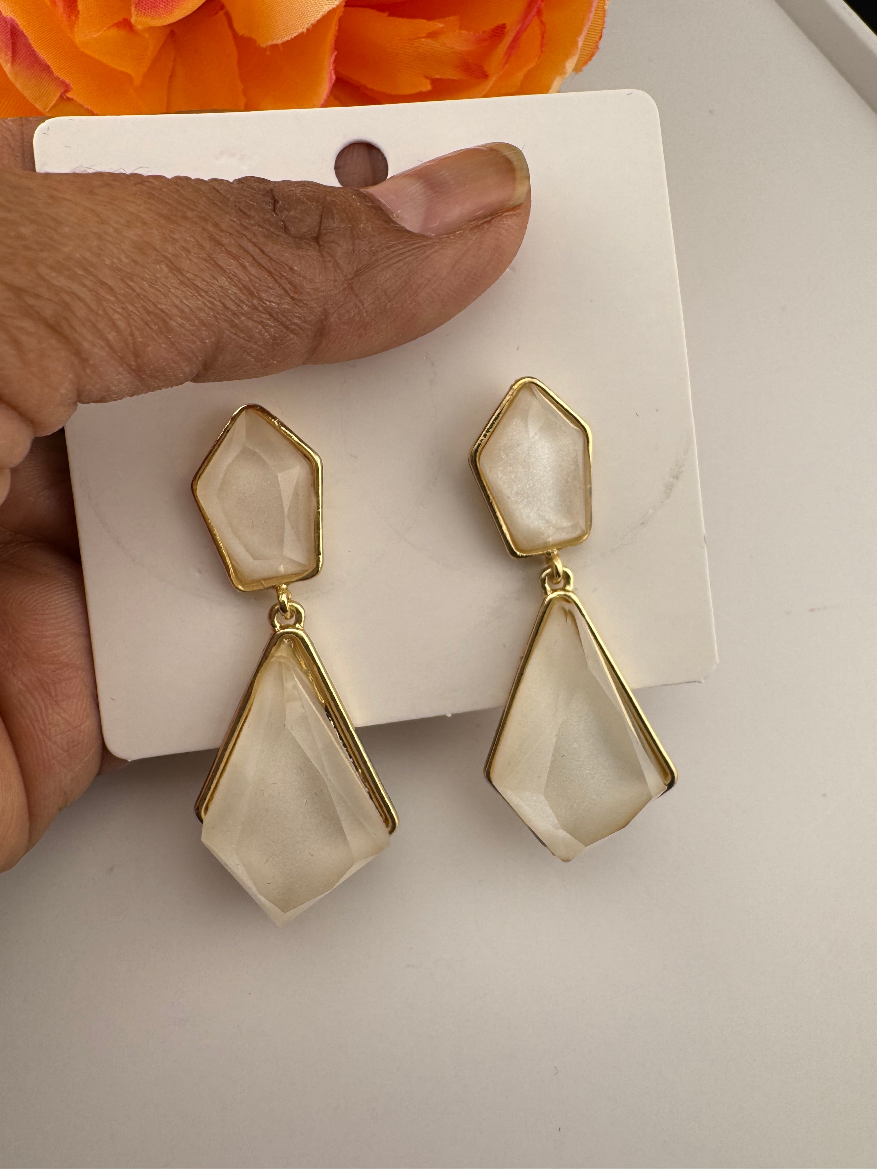 High Quality Premium Enamel and gold Designer Drop Earrings