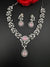 Crystal, Nano Setting CZ Diamond Statement Necklace Set, White Gold Plated Choker, nature inspired
