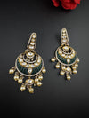 Green and Gold, pacchi Kundan, Pearls Chandelier Long Earrings, Bridal, Moissanite, CZ, Designer jewelry