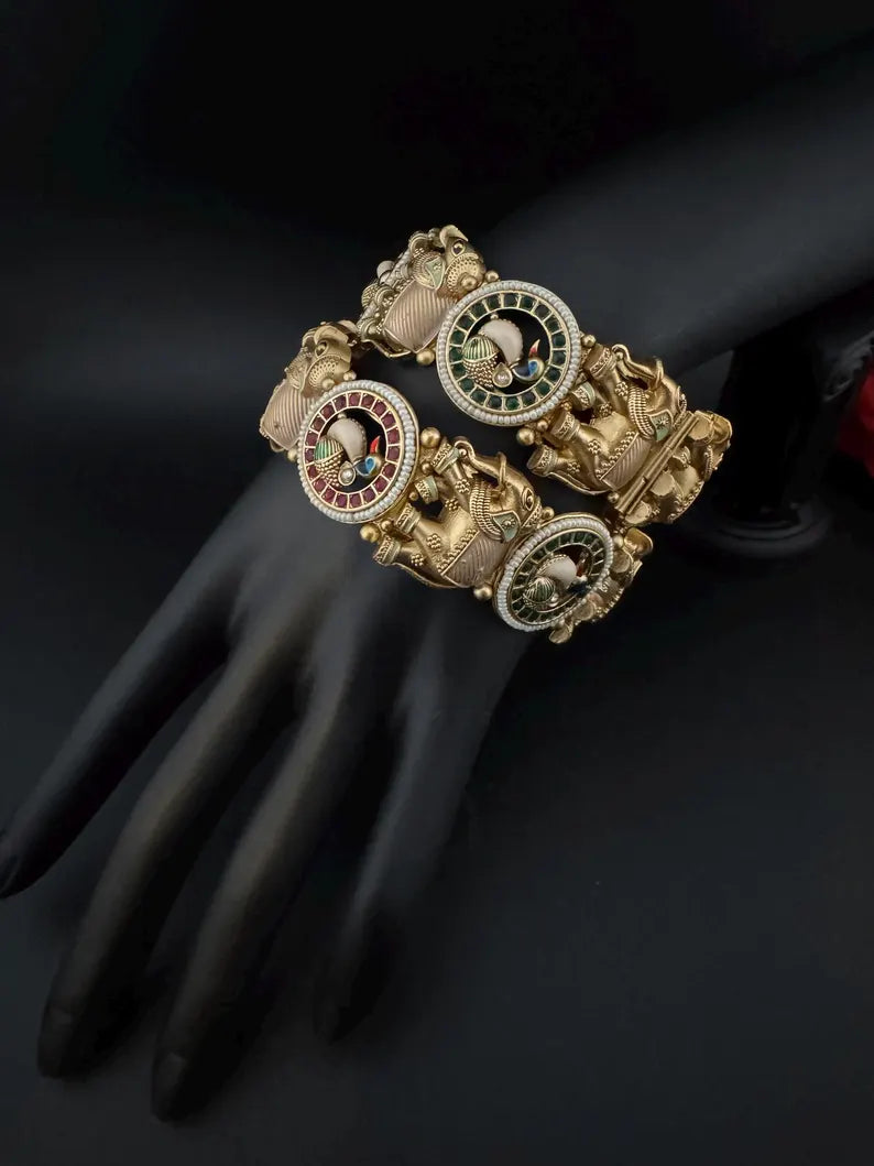 Matt Gold Broad bangle is Amrapali inspired Designer Openable bangle set of 2