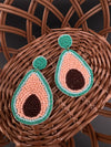 Pastel Pink Blue Avocado Beaded earrings, Quirky Earrings