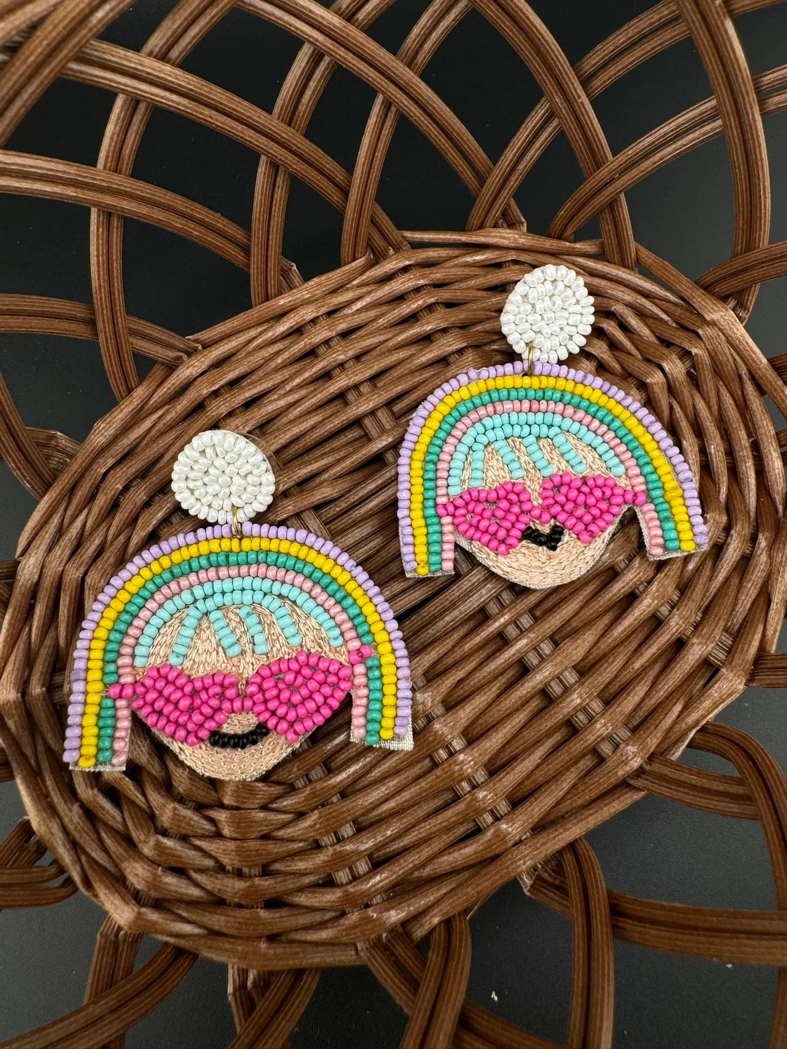 Cool Girl Boss unique Quirky Beaded earrings, Unique Earrings