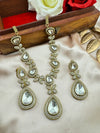 Premium Victorian Long Necklace set with long earrings with Moissanite Kundan and Cubic Zirconia