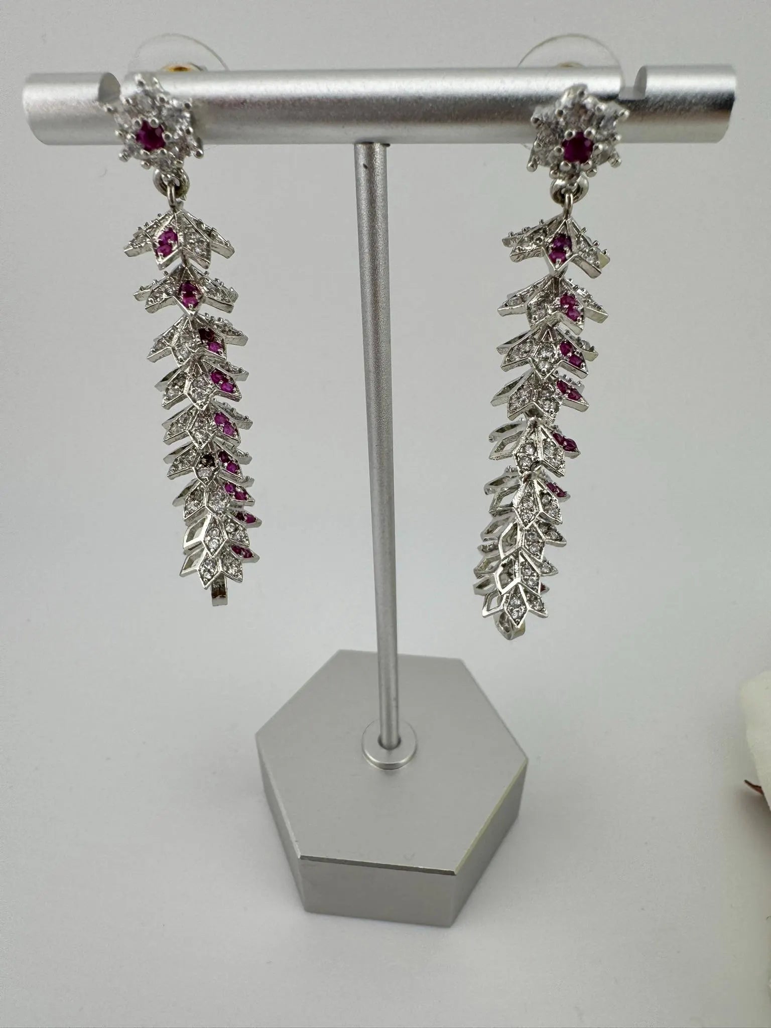 Premium Long Earring in Cubic Zirconia / Set of small jhumkis in long earrings